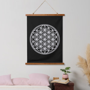 Tapisserie Suspendue FLEUR DE VIE - Symbole de géométrie sacrée contour