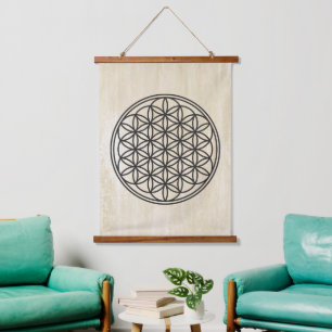 Tapisserie Suspendue FLEUR DE VIE - Symbole de géométrie sacrée contour