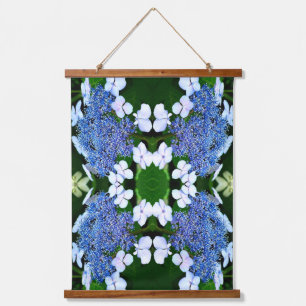 Tapisserie Suspendue Fleur d'hortensia à dentelle bleue abstraite