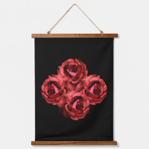 Tapisserie Suspendue Fleur Rouge Rose En Fleur Art Abstrait