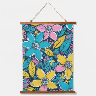 Tapisserie Suspendue Fleurs bohèmes géantes groovy colorées