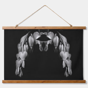 Tapisserie Suspendue Fleurs Cardiaques Saignantes En Noir Et Blanc Abst