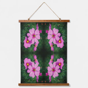 Tapisserie Suspendue Fleurs Cosmos Roses Abstraites