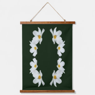 Tapisserie Suspendue Fleurs De Cosmos Blanc Et Abeille Abstraite