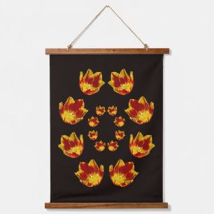 Tapisserie Suspendue Fleurs de tulipe rouge et jaune vif Abstraites