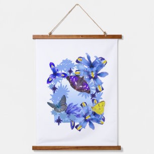 Tapisserie Suspendue Fleurs d'Iris aux papillons