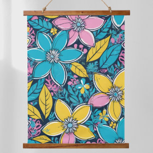 Tapisserie Suspendue Fleurs Rétro Colorées Nature Bohème