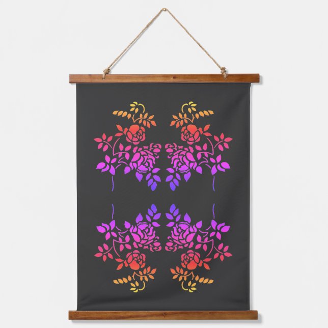 Tapisserie Suspendue Fleurs Roses tendues Couleurs Abstraites (Recto)