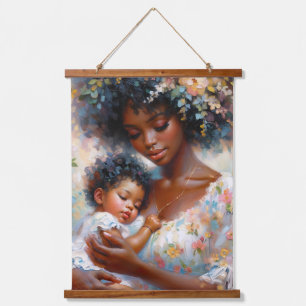 Tapisserie Suspendue Floral afro-américain mère et bébé