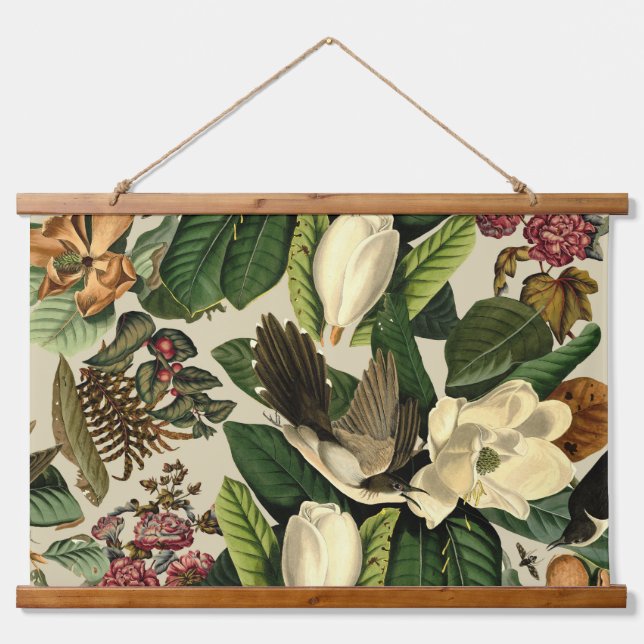 Tapisserie Suspendue Floral Et Oiseaux Xxi-ii (Devant)