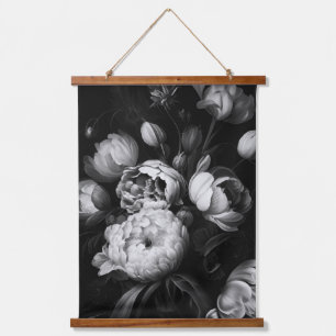Tapisserie Suspendue Floraux Moody Abstraits en noir et blanc