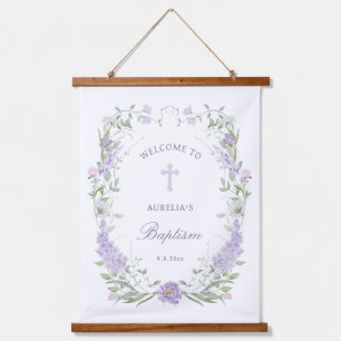 Tapisserie Suspendue Flore Lilac Lavender Frame Baptême Bienvenue