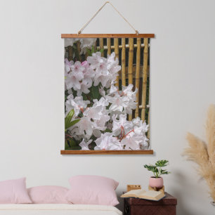 Tapisserie Suspendue Flores de Rhododendron blanc et de Bambou