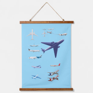 Tapisserie Suspendue Flotte d'avions commerciaux modernes pour mur