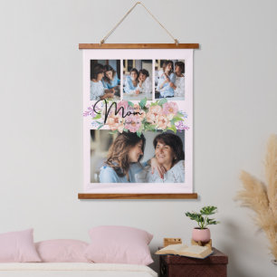 Tapisserie Suspendue Flower Script Love You Mom 4 Photo Collage