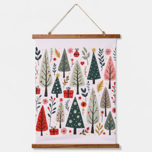 Tapisserie Suspendue Forêt de sapins de Noël fantaisistes