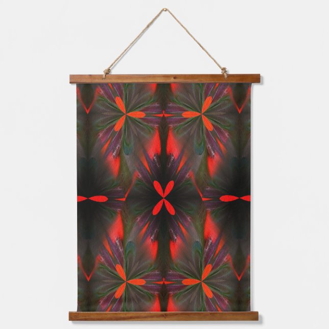 Tapisserie Suspendue Formes Abstraites violettes bleues rouges (Recto)