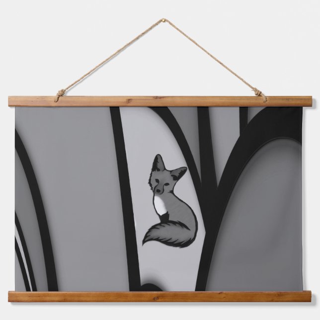 Tapisserie Suspendue Fox Design d'art moderne en argent (Devant)