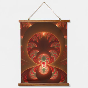 Tapisserie Suspendue Fractale moderne abstraite orange rouge lumineuse