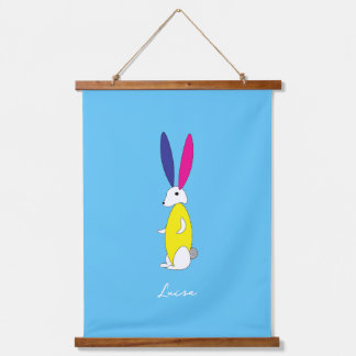 Tapisserie Suspendue Fun Bunny Wall Art Nursery Kids Nom personnalisabl