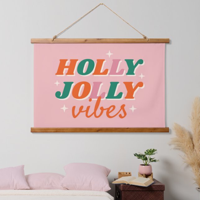 Tapisserie Suspendue Fun Holly Jolly Vibes Design de Noël (Chambre à coucher)