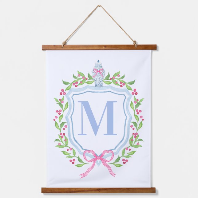 Tapisserie Suspendue Ginger Jar & Christmas Berries Monogramme (Recto)