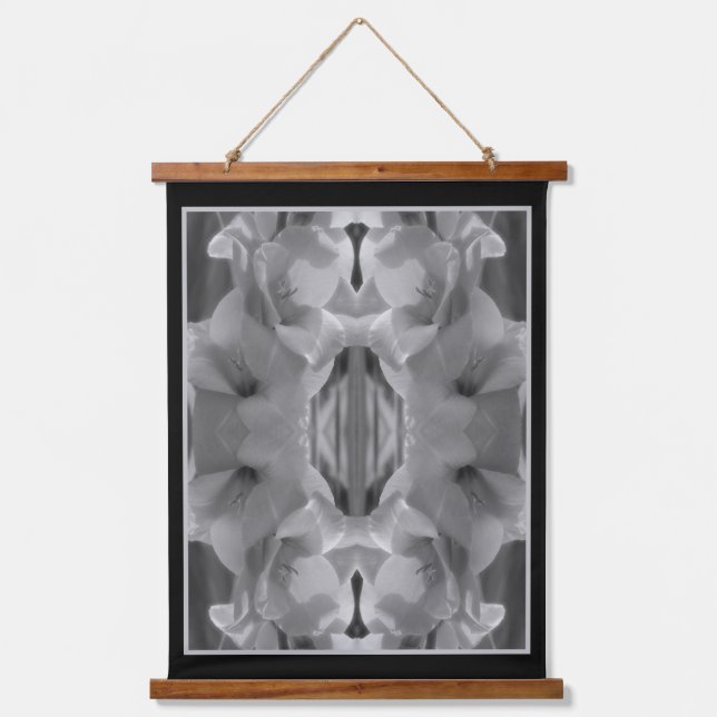 Tapisserie Suspendue Gladiolus Fleur Noir Et Blanc Abstrait (Recto)