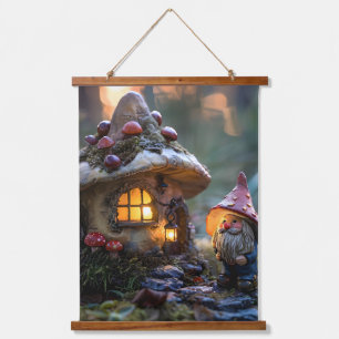 Tapisserie Suspendue Gnome et une maison de champignons, design imagina