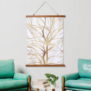 Tapisserie Suspendue Gold Tree Silhouette