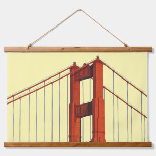 Tapisserie Suspendue Golden Gate Bridge contre un Arrière - plan jaune