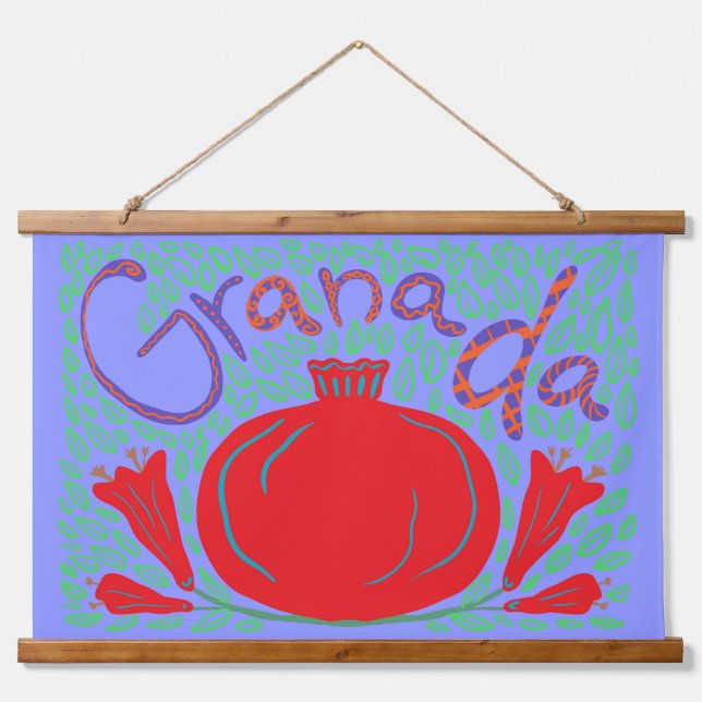 Tapisserie Suspendue Granada harde grenade rouge floral (Devant)
