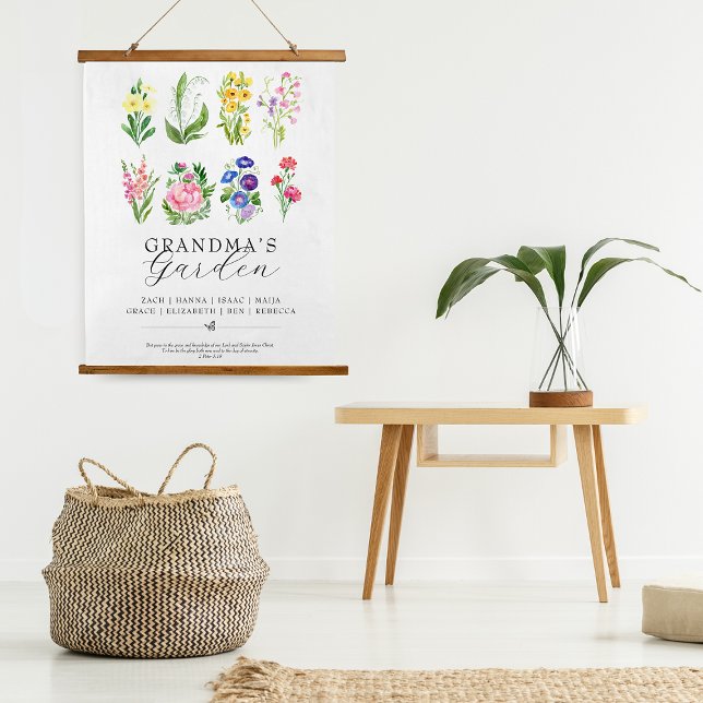 Tapisserie Suspendue Grandma's Garden Birth Moth Flowers Keepsaké (Grandma's Garden Birth Month Flowers Keepsake Hanging Tapestry)