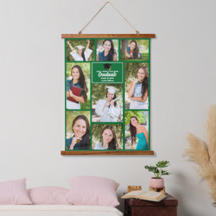 Tapisserie Suspendue Green Graduation Photo Collage de conservation