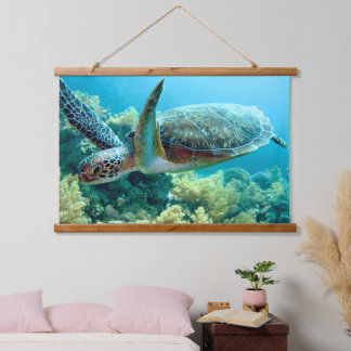 Tapisserie Suspendue Green Sea Turtle Swims the Red Sea