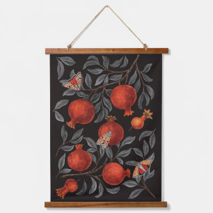 Tapisserie Suspendue Grenades et papillons Bella en rouge et gris
