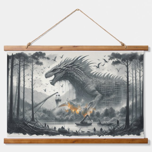 Tapisserie Suspendue Gris Dragon Art Weight (Devant)