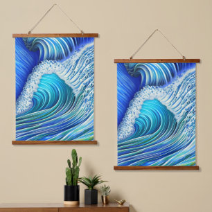 Tapisserie Suspendue Grosse vague bleue ripple Vague océanique bleue