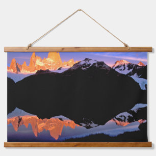 Tapisserie Suspendue Groupe Fitz Roy reflété dans les lacs glaciaires