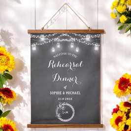 Tapisserie Suspendue Guirlande de lumières de bienvenue pour dîner de r