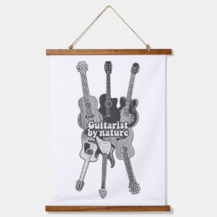 Tapisserie Suspendue Guitares rétro en noir et blanc pour guitaristes
