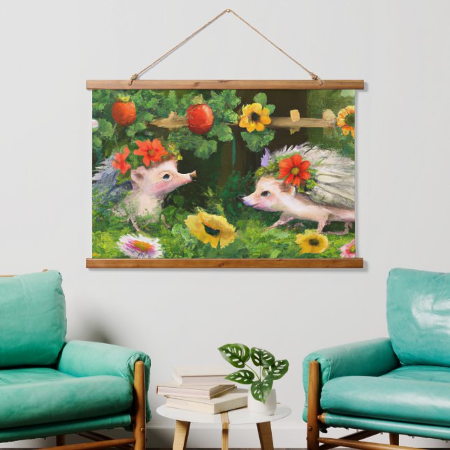 Tapisserie Suspendue Hérisson Whimsical dans un jardin de campagne angl (Salon)