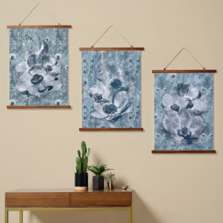 Tapisserie Suspendue Illustration botanique bleue vintage