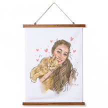 Illustration Chaleureuse Fille & Chat Bois - Coupe