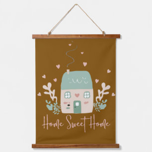 Tapisserie Suspendue Illustration mignonne et pastel "Maison Douce Mais