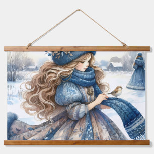 Tapisserie Suspendue Imaginaire d'hiver Princesse dans un terrain de Fa