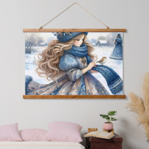 Tapisserie Suspendue Imaginaire d'hiver Princesse dans un terrain de Fa
