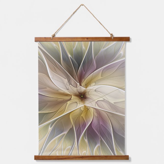 Tapisserie Suspendue Imaginaire Floral Gold Eggplant Art Fractal Abstra (Recto)