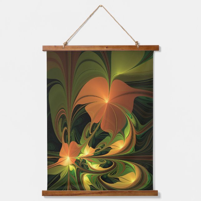 Tapisserie Suspendue Imaginaire Plante Abstrait rouille verte Brown fra (Recto)