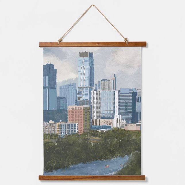 Tapisserie Suspendue Impression d'Austin Skyline Peint Art (Recto)