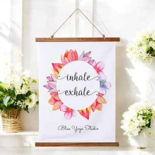 Tapisserie Suspendue Inhale Exhale Yoga Citation Florale